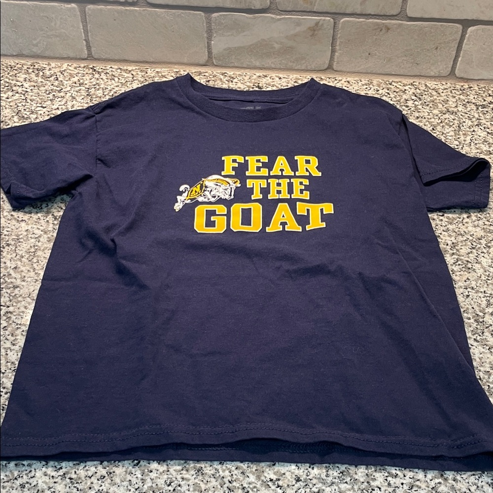 MV Sport Navy Kids Tee with Yellow Graphic